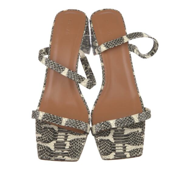 By Far Tanya Snake Print Block Heel Leather Two Strap Sandal 40 10 - Picture 5 of 9